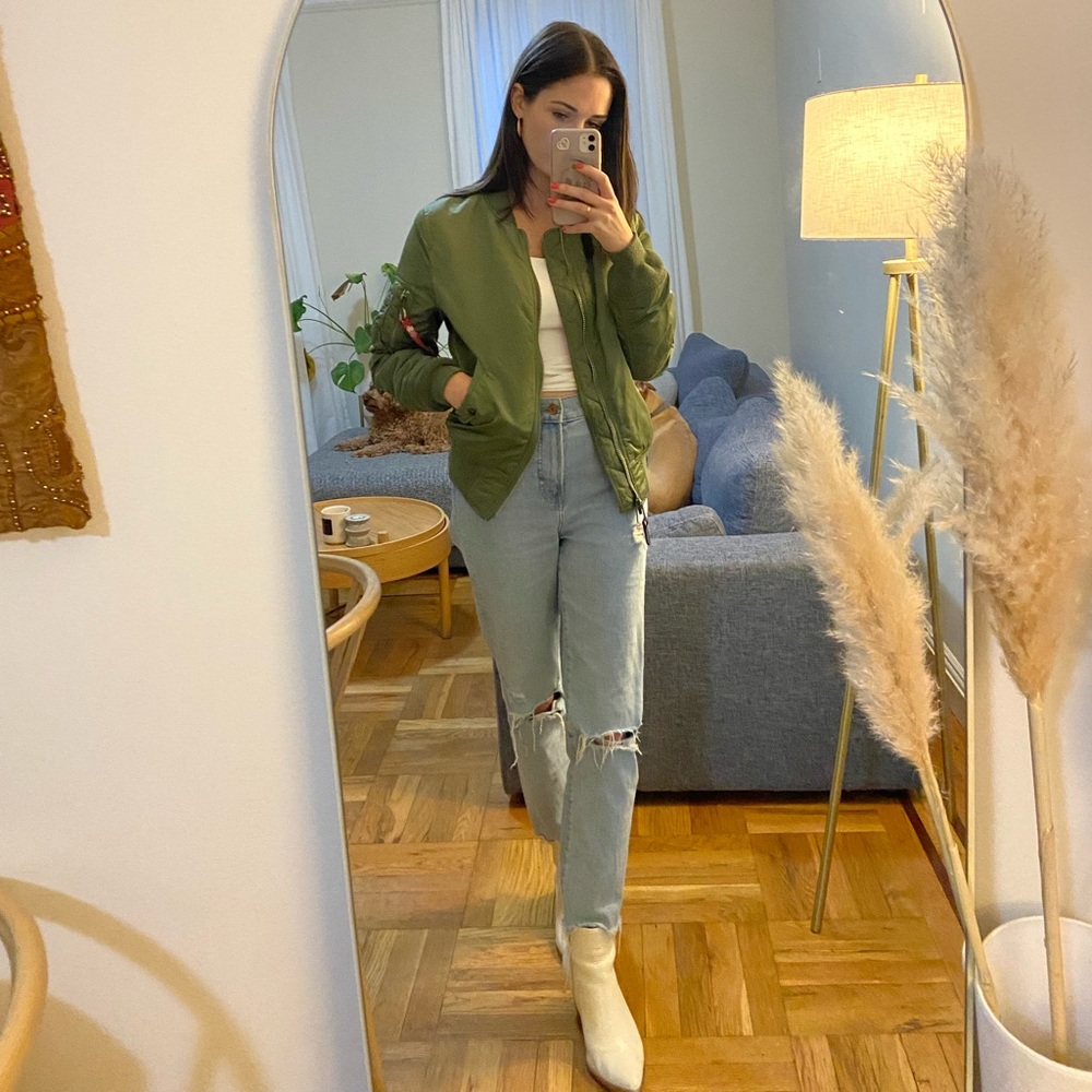 Olive bomber jacket